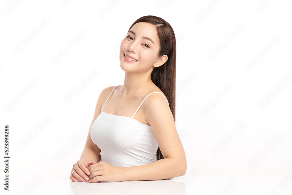 Beautiful young asian woman with clean fresh skin on white background, Face care, Facial treatment, Cosmetology, beauty and spa, Asian women portrait. Beautiful young asian woman with clean fresh skin on white background, Face care, Facial treatment, Cosmetology, beauty and spa, Asian women portrait.