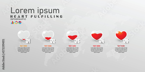 health bar infographic vector illustration with colorful topic information, love level degree  concept