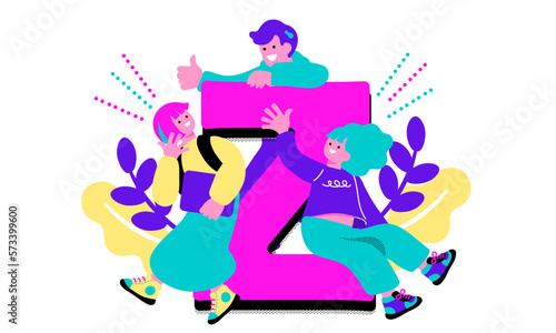 Z世代をイメージするポップな若者のイラスト