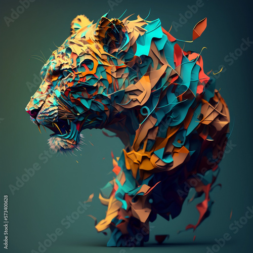 Abstract low poly digital art of a tiger