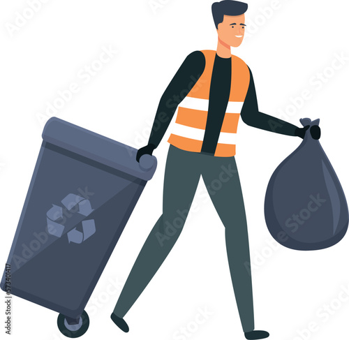 Garbage collector icon cartoon vector. Street trash. Winter dustmen