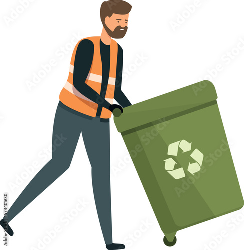 Waste container icon cartoon vector. Street cleaner. Janitor collector