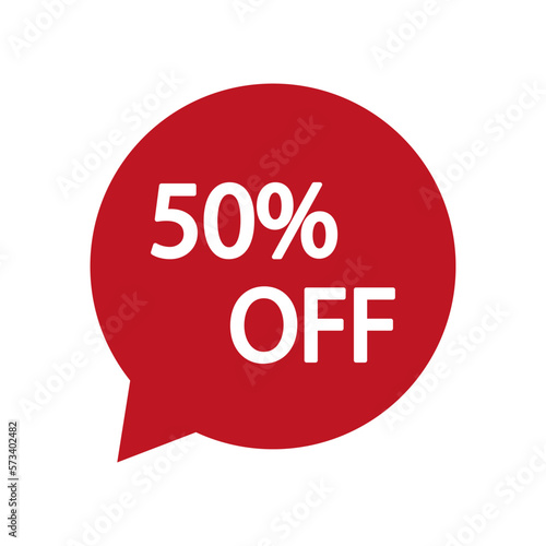 message 50 percent off. Sale off banner. Vector illustration.
