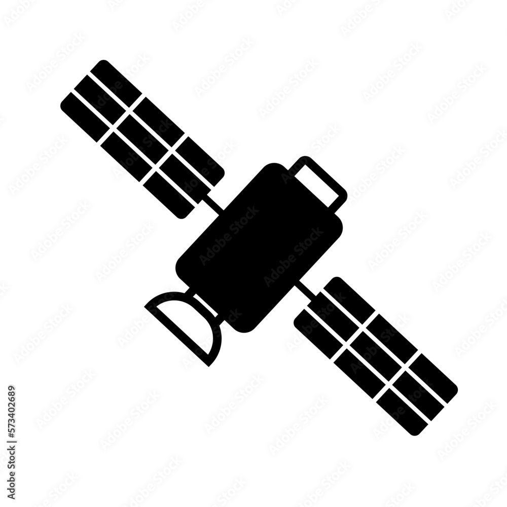 Space satellite silhouette icon. Artificial satellite. Vector. Space satellite silhouette icon. Artificial satellite. Vector.