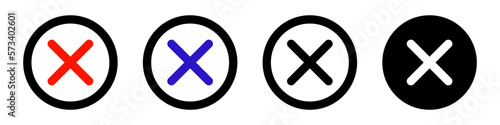Cross mark icon set. Prohibited and restricted icons. Vectors.