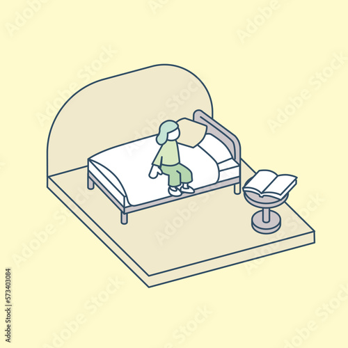 ベットで眠る人。夜の静かな時間