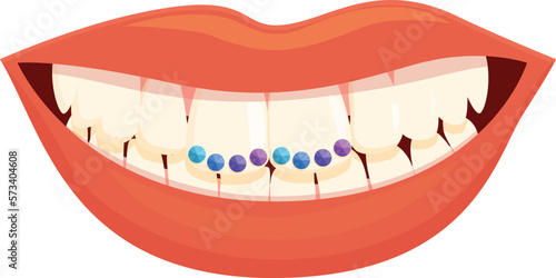 Dental gem icon cartoon vector. Teeth care. Woman mouth