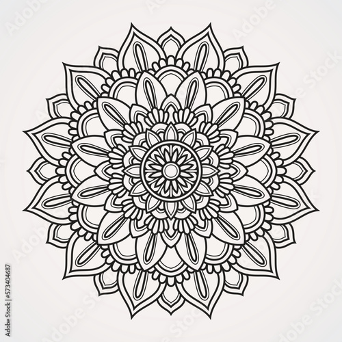 mandala with large petal flowers. suitable for henna, tattoos, coloring books