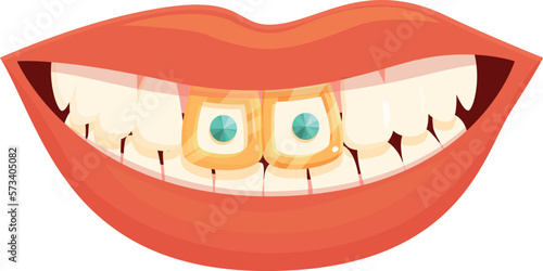 Front tooth gem icon cartoon vector. Care health. Crystal oral