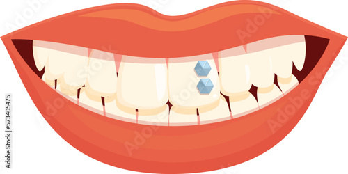 Diamond tooth gem icon cartoon vector. Teeth care. Clean crystal