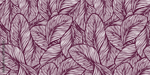 Leaves illustration background. Seamless pattern.Vector. 葉っぱのイラストパターン