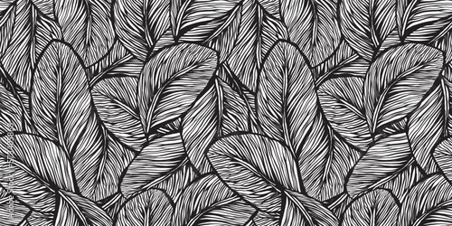 Leaves illustration background. Seamless pattern.Vector. 葉っぱのイラストパターン