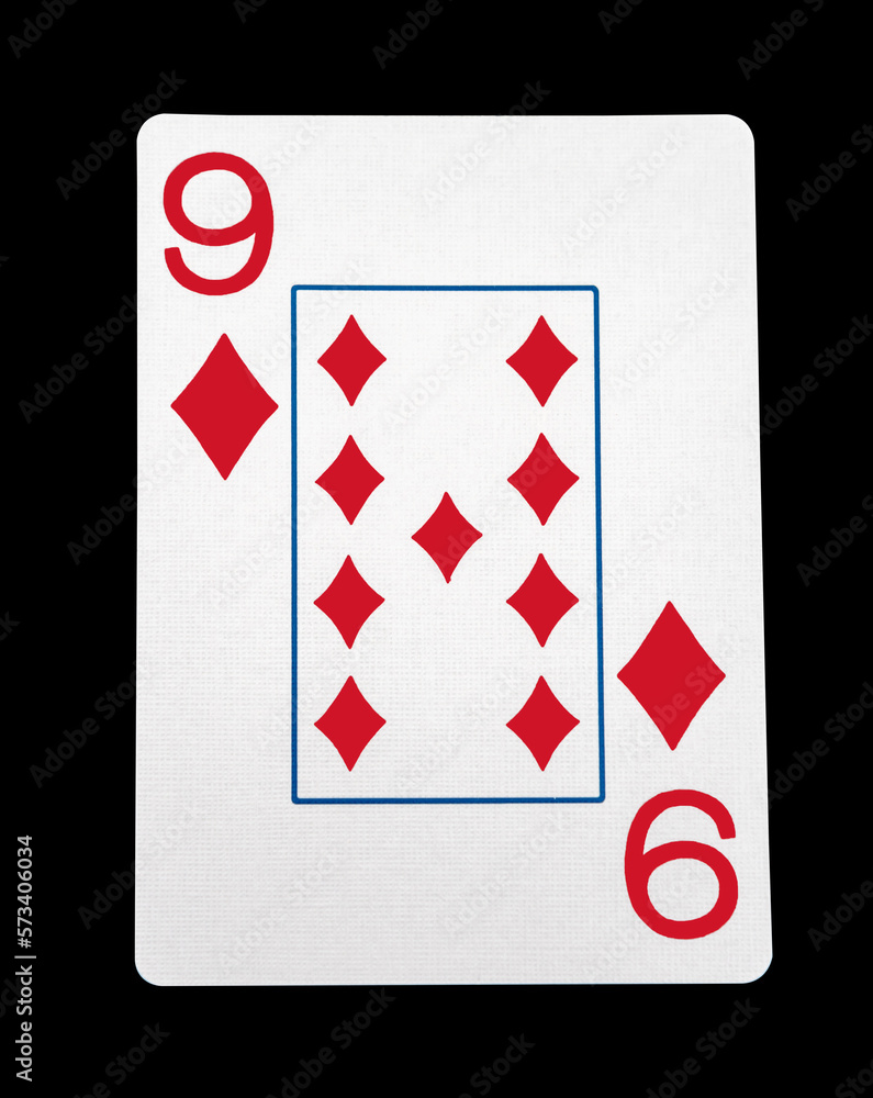 Obraz premium Nine of diamonds card with clipping path