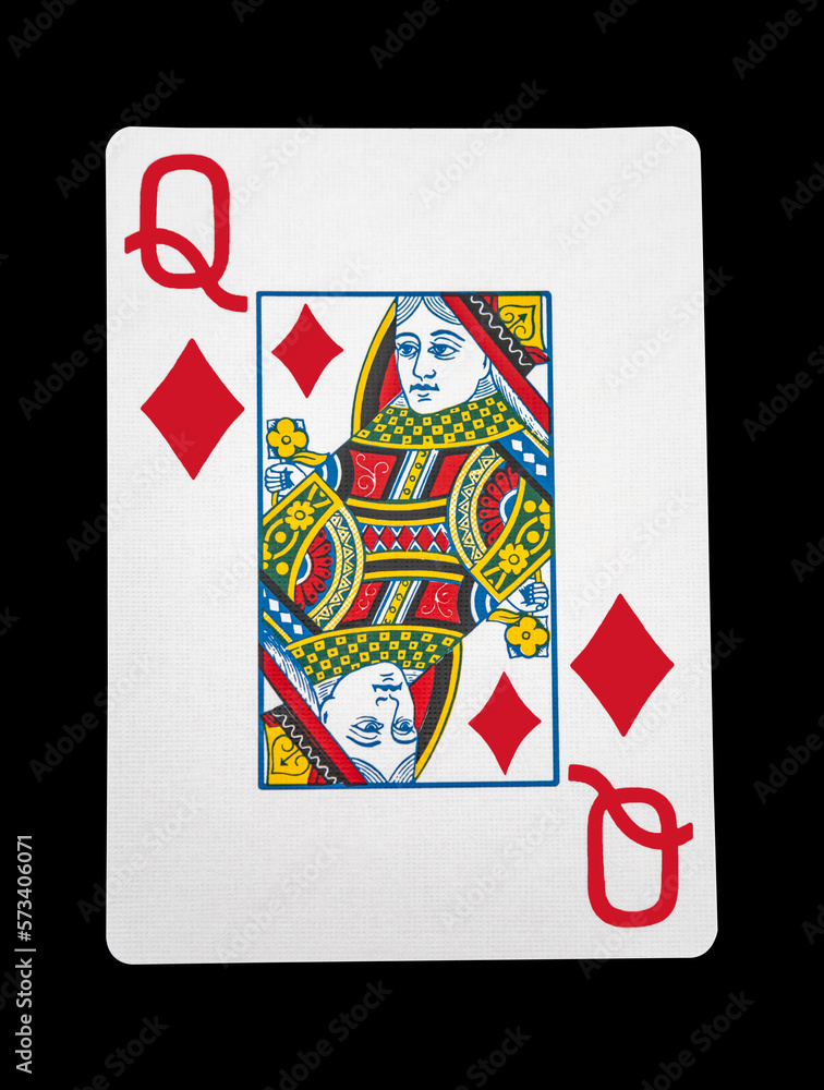 Queen of diamonds card with clipping path