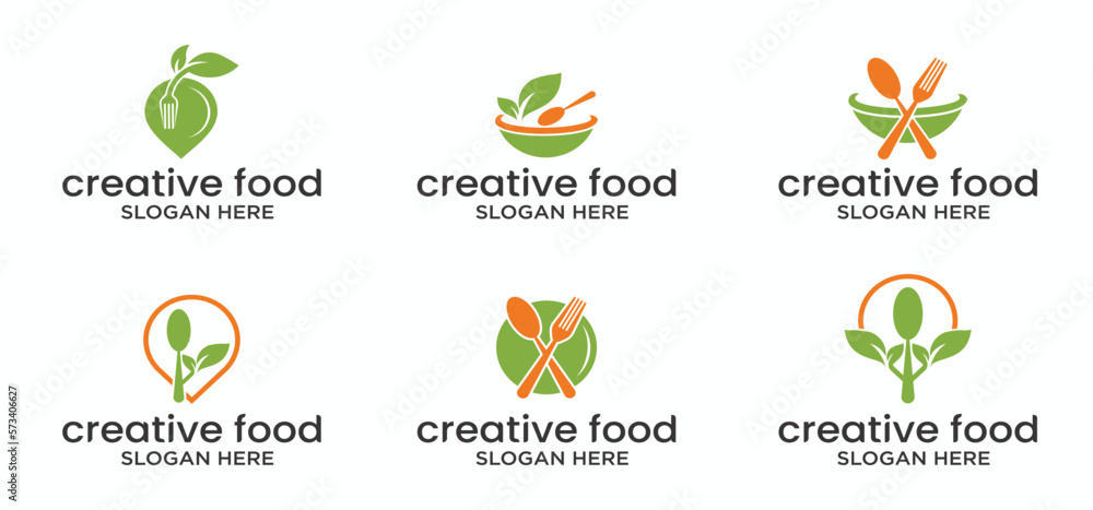 natural food logo, green food chef logo design concept, Food, Restaurant vector.