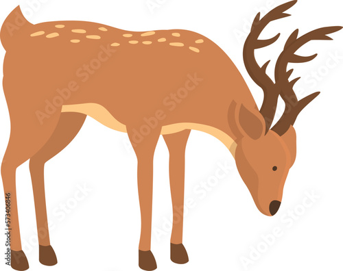 Eating deer icon cartoon vector. Forest animal. Herd animal