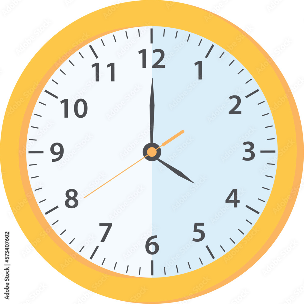 The round clock face shows the scheduled time The round clock face shows the scheduled time