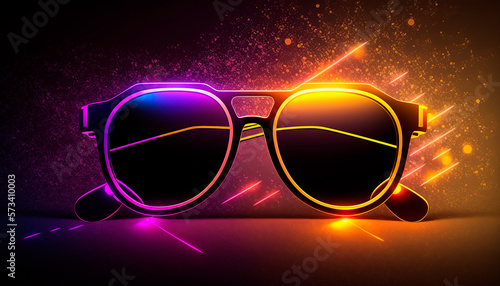Stylish neon glasses created with Generative Ai technology