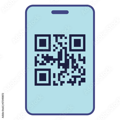 qr code on smartphone flat icon