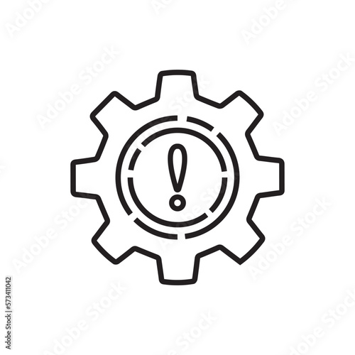 thin line failure icon with broken operational process. concept of repair or maintenance symbol. flat outline trend modern fault or disruption logotype graphic simple stroke design isolated on white