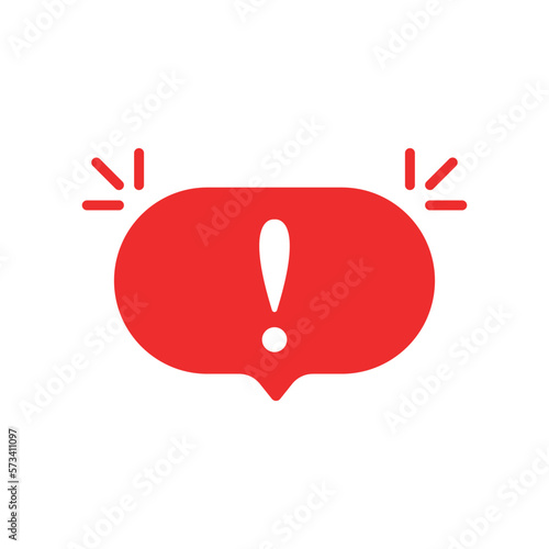 important or urgent icon with red speech bubble. flat trend modern speechbubble sms logotype graphic design web element isolated on white. concept of failure conversation in forum or priority inform