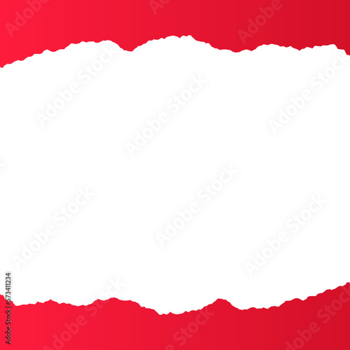 Tear the red paper in half from the bottom and top. paper design template vector
