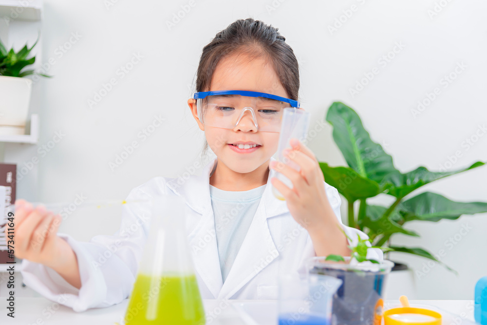Asia little girl science
