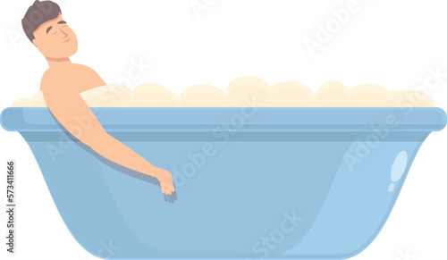 Spa warm bath icon cartoon vector. Water bathtub. Man clean