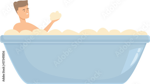 Rest home bath icon cartoon vector. Warm water. Clean body