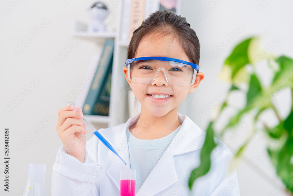 Asia little girl science