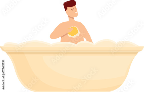 Foam bath icon cartoon vector. Water tub. Save cold