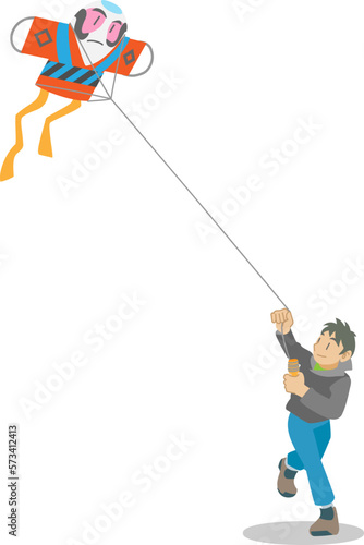 奴凧をあげる子供