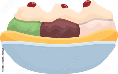 Banana split icon cartoon vector. Cream food. Vanilla ice