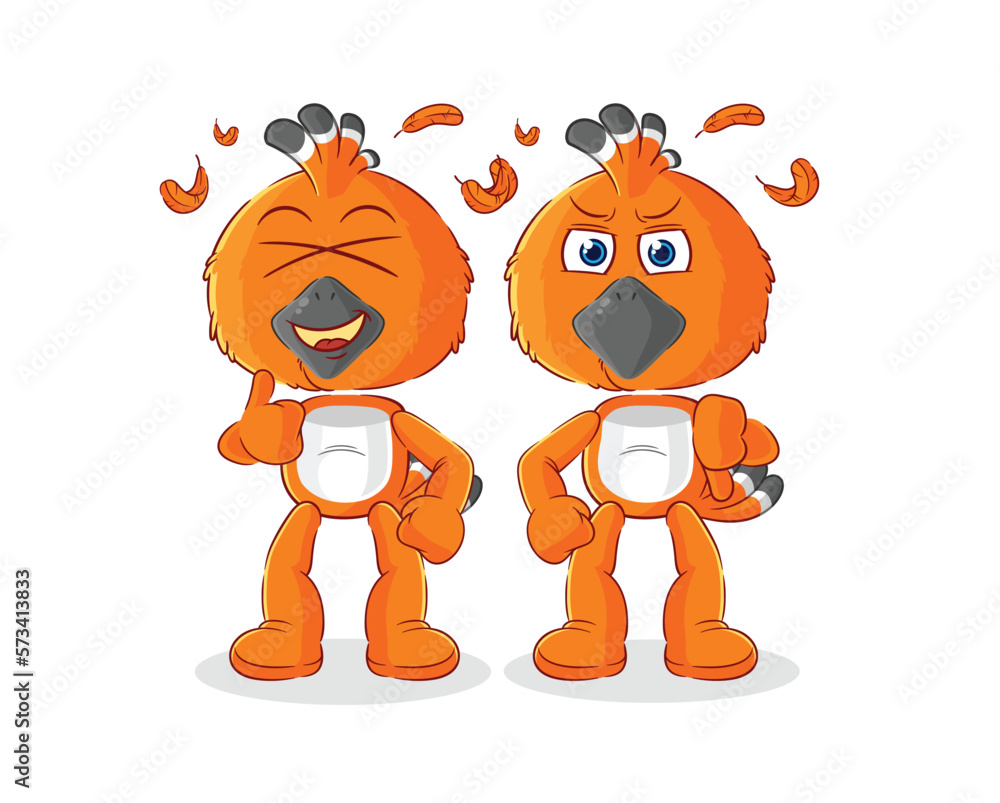 hudhud bird thumbs up and thumbs down. cartoon mascot vector hudhud bird thumbs up and thumbs down. cartoon mascot vector
