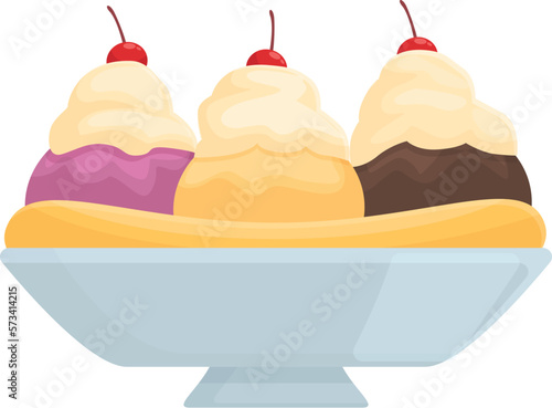 Sweet snack icon cartoon vector. Chocolate food. Cream sundae