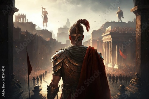 The Military Might of Julius Caesar A Study of Power and Authority in Ancient Rome Generative AI photo