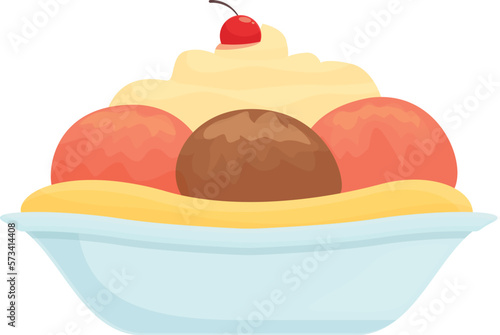 Cream balls icon cartoon vector. Sundae food. Snack sweet
