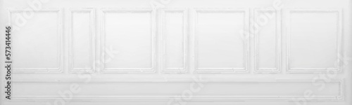 Realistic white victorian style wall with wooden molding. Vector illustration of classic vintage panel in elegant room of museum, office, art gallery, house or luxury palace. Interior design element