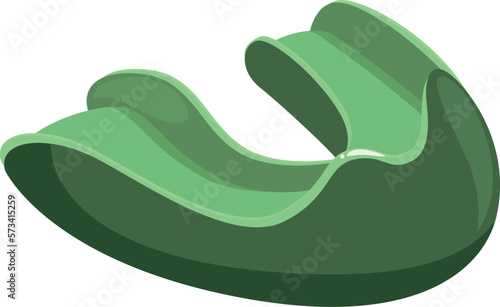 Green mouthguard icon cartoon vector. Dental teeth. Boxing sport