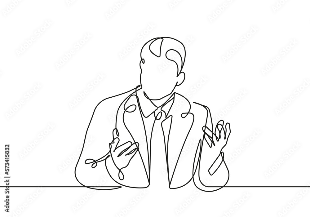Continuous One Line Drawing of Businessman. Business Concept One Line Illustration. Businessman Line Abstract Portrait Minimalist Contour Drawing. Vector EPS 10 Continuous One Line Drawing of Businessman. Business Concept One Line Illustration. Businessman Line Abstract Portrait Minimalist Contour Drawing. Vector EPS 10