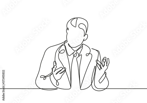 Continuous One Line Drawing of Businessman. Business Concept One Line Illustration. Businessman Line Abstract Portrait Minimalist Contour Drawing. Vector EPS 10