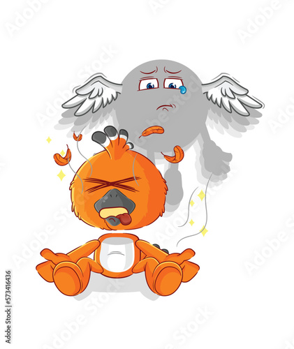 hudhud bird spirit leaves the body mascot. cartoon vector photo