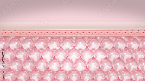 3D rendering Layers of the skin's microstructure. the concept for cosmetics.