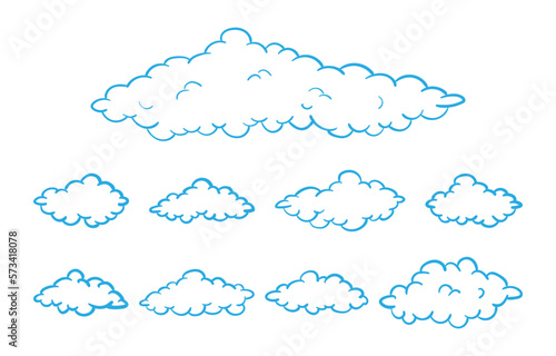 set of clouds variation outline style doodle vector design element