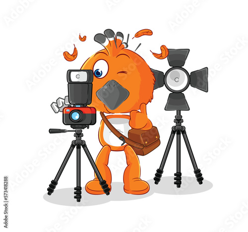 hudhud bird photographer character. cartoon mascot vector