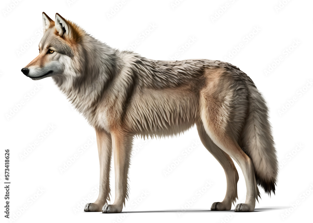 Wolf side profile, isolated on transparent background. Generative Ai