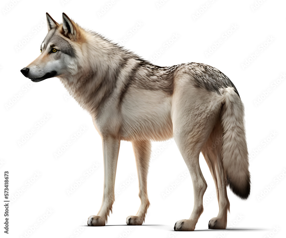 Wolf side view, isolated on transparent background. Generative Ai
