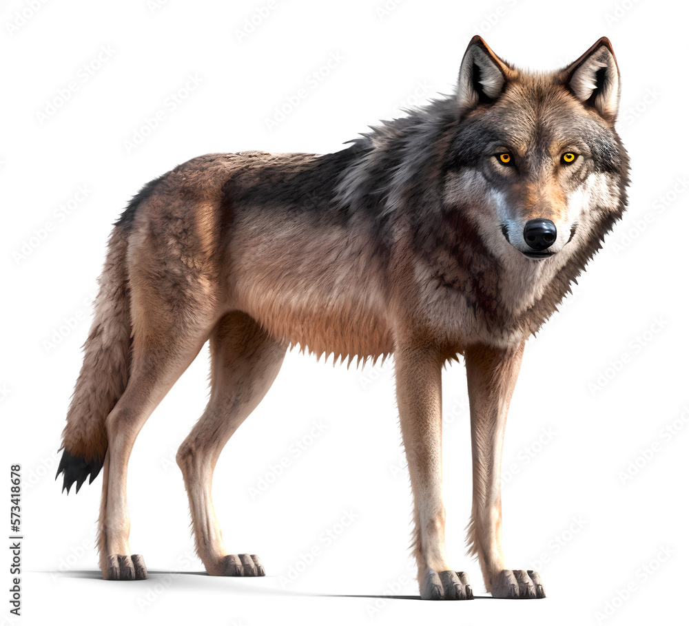 Scary dark alpha wolf, isolated on transparent background. Generative Ai