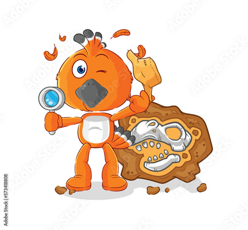 hudhud bird archaeologists with fossils mascot. cartoon vector