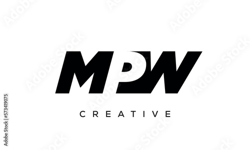 MPW letters negative space logo design. creative typography monogram vector